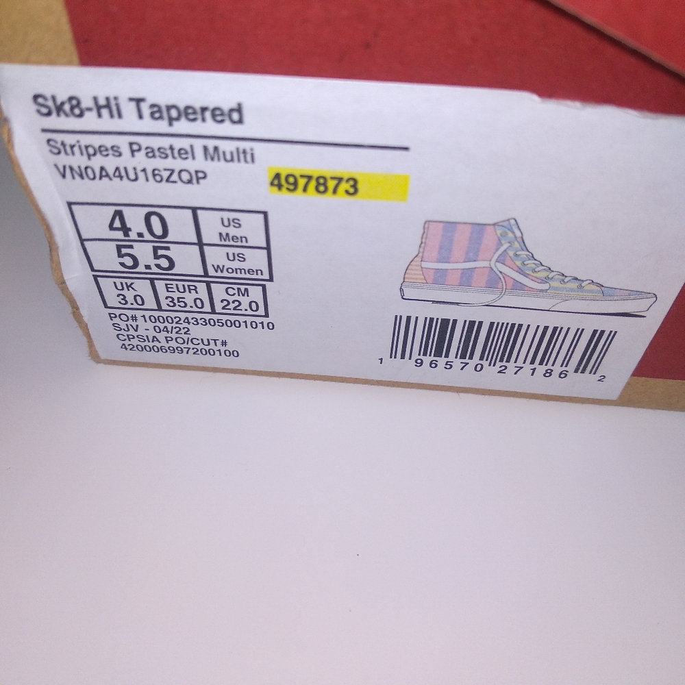 VANS SK8-Hi Tapered Women's Size 5.5 Multi-Color Pastel Stripes Skater Shoes EUC - Picture 8 of 12